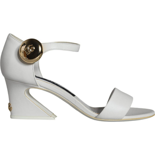 Dolce & Gabbana White Leather Heels Keira Sandals Shoes Dolce & Gabbana