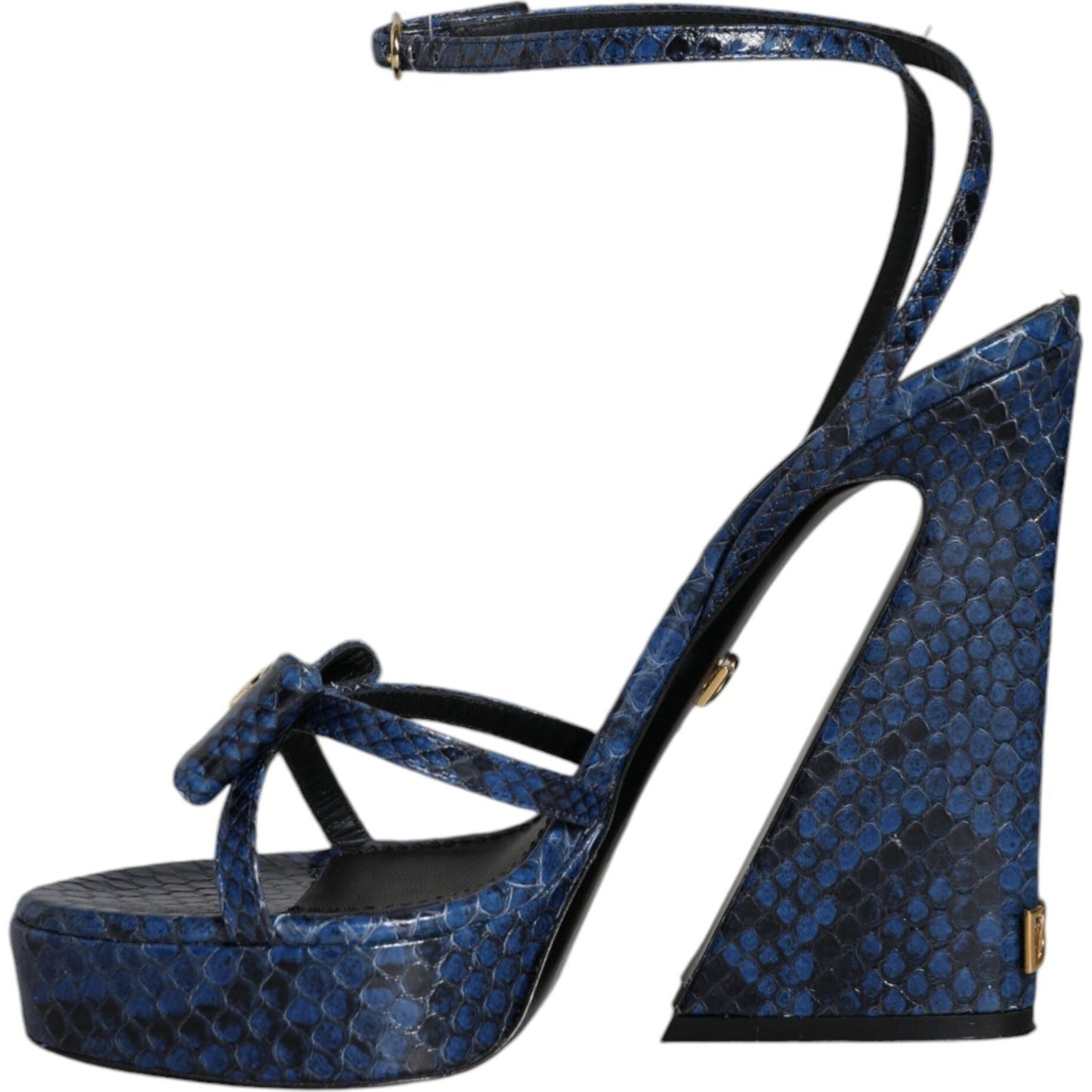 Dolce & Gabbana Blue Leather Ankle Strap Heels Sandals Shoes Dolce & Gabbana