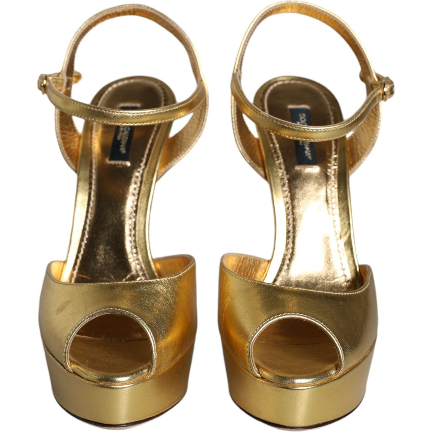 Dolce & Gabbana Gold Bette Leather Heels Sandals Shoes Dolce & Gabbana