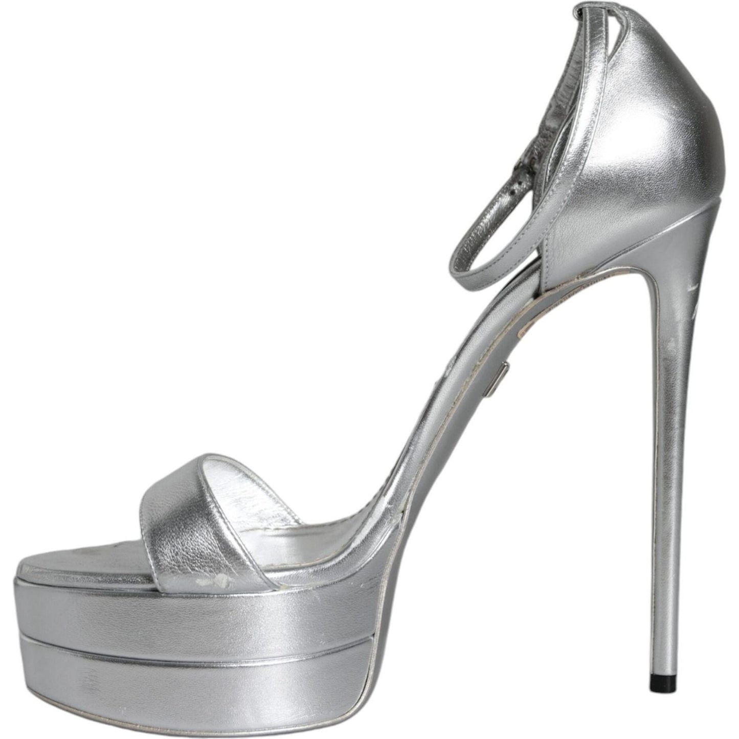 Dolce & Gabbana Silver KEIRA Heels Ankle Strap Sandals Shoes