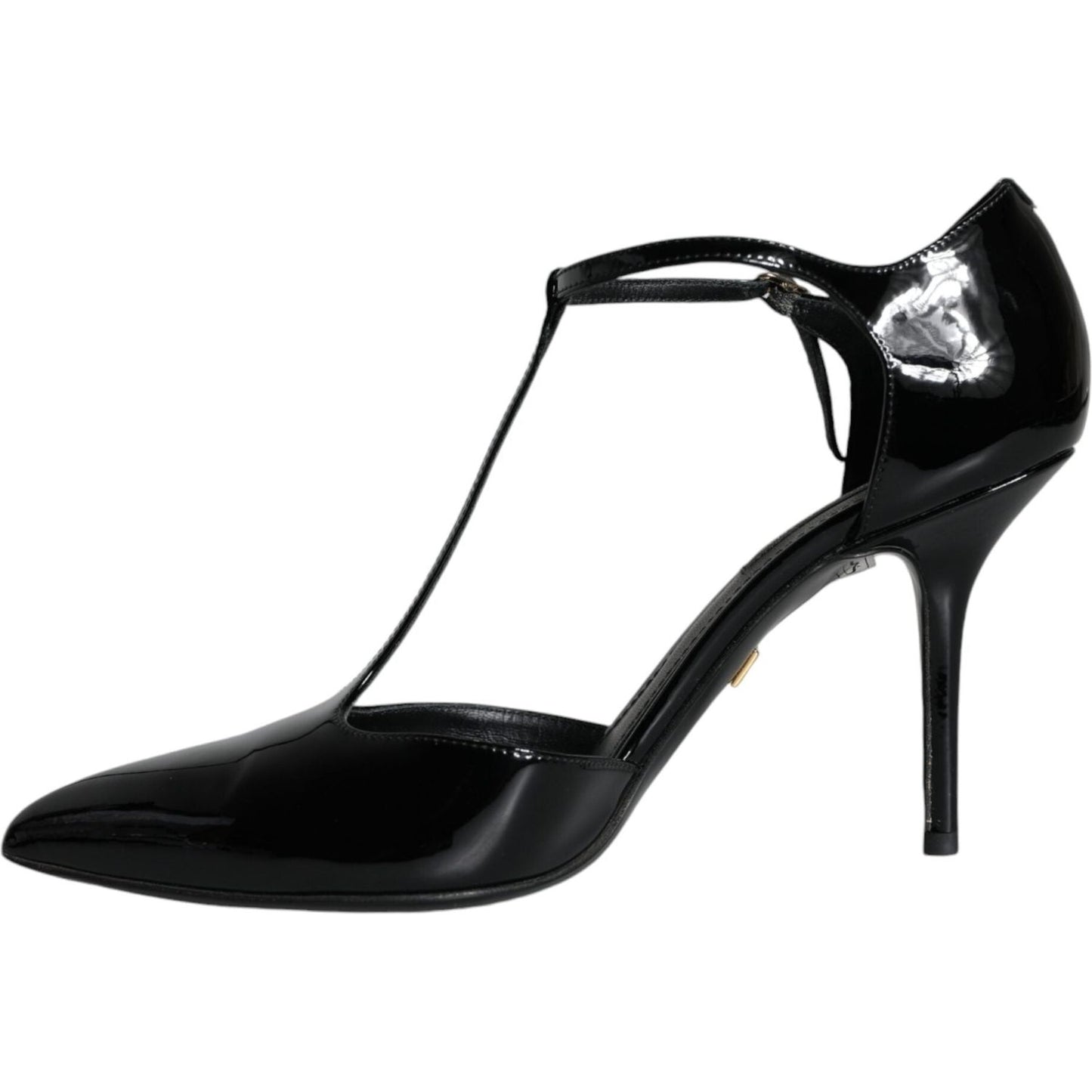 Dolce & Gabbana Black Patent Leather T-strap Heels Pumps Shoes Dolce & Gabbana