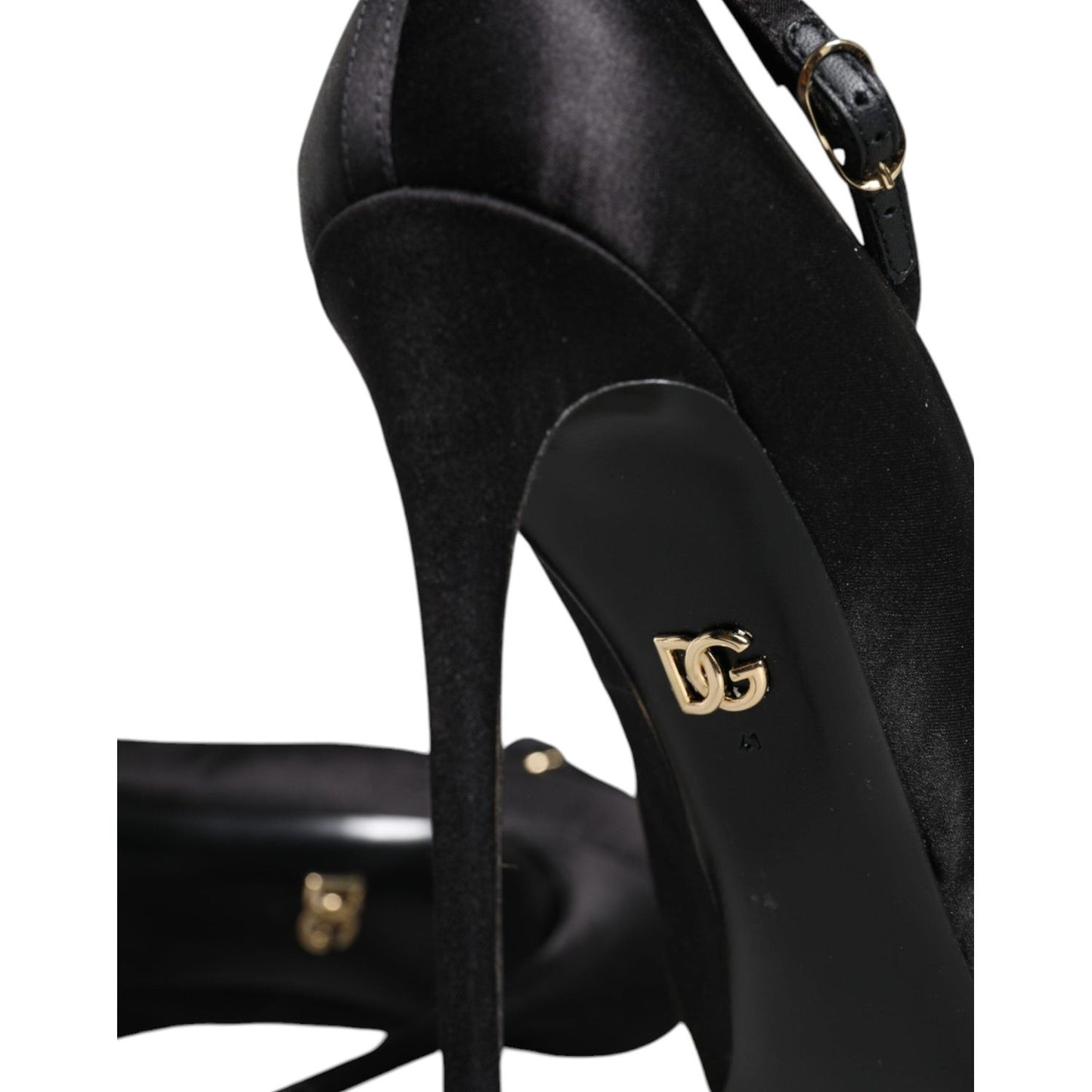 Dolce & Gabbana Black Satin Ankle Strap Heels Pumps Shoes Dolce & Gabbana