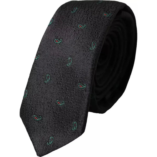 Dolce & Gabbana Black Fantasy 100% Silk Adjustable Men Tie Dolce & Gabbana