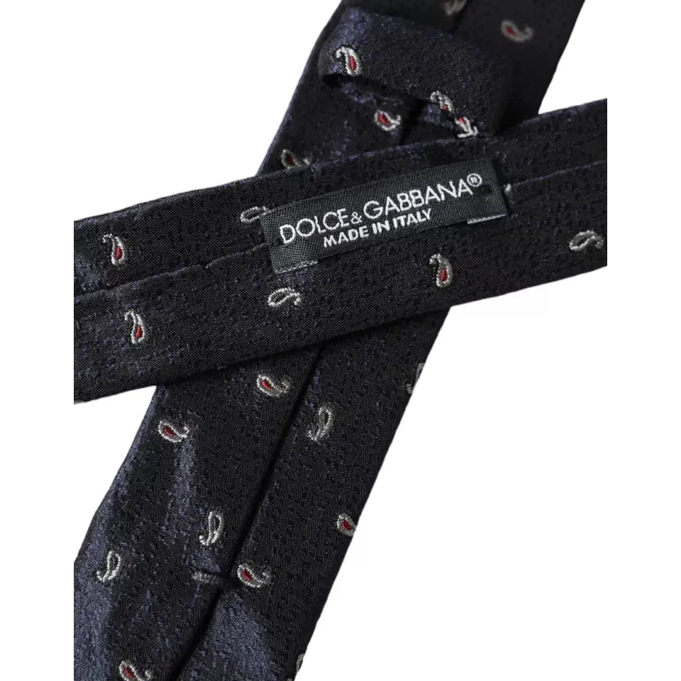 Dolce & Gabbana Dark Blue Fantasy 100% Silk Adjustable Men Tie Dolce & Gabbana