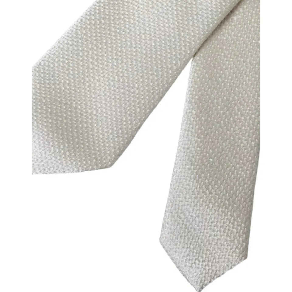 Dolce & Gabbana Off White 100% Silk Adjustable Necktie Men Tie Dolce & Gabbana