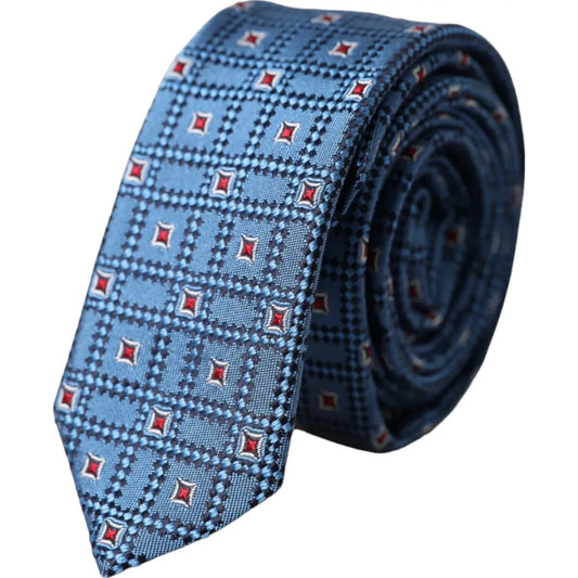 Dolce & Gabbana Blue Patterned 100% Silk Adjustable Men Tie Dolce & Gabbana