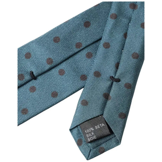 Dolce & Gabbana Green Black Polka Dot Silk Adjustable Men Tie Dolce & Gabbana