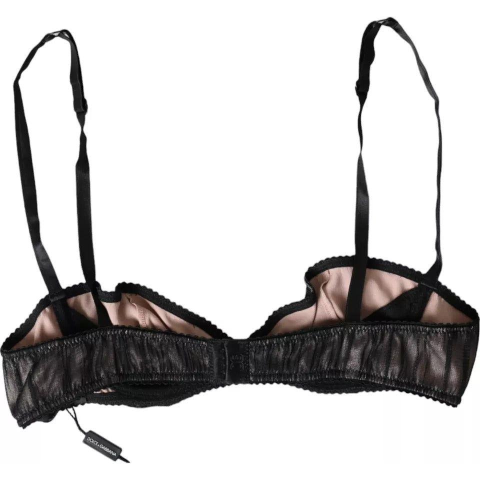 Dolce & Gabbana Black Silk Stretch Women Balconcino Bra Underwear Dolce & Gabbana