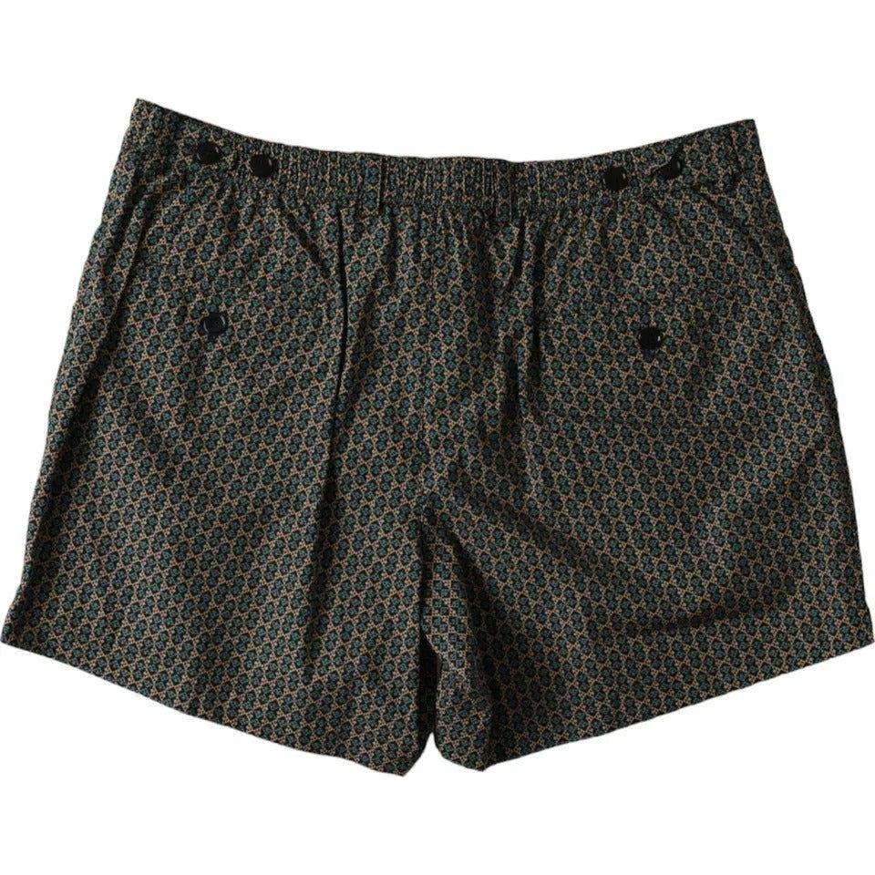 Dolce & Gabbana Brown Patterned Beachwear Swim Shorts Swimwear Dolce & Gabbana