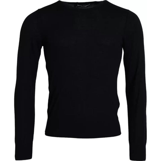 Dolce & Gabbana Black Cashmere Crew Neck Pullover Sweater Dolce & Gabbana