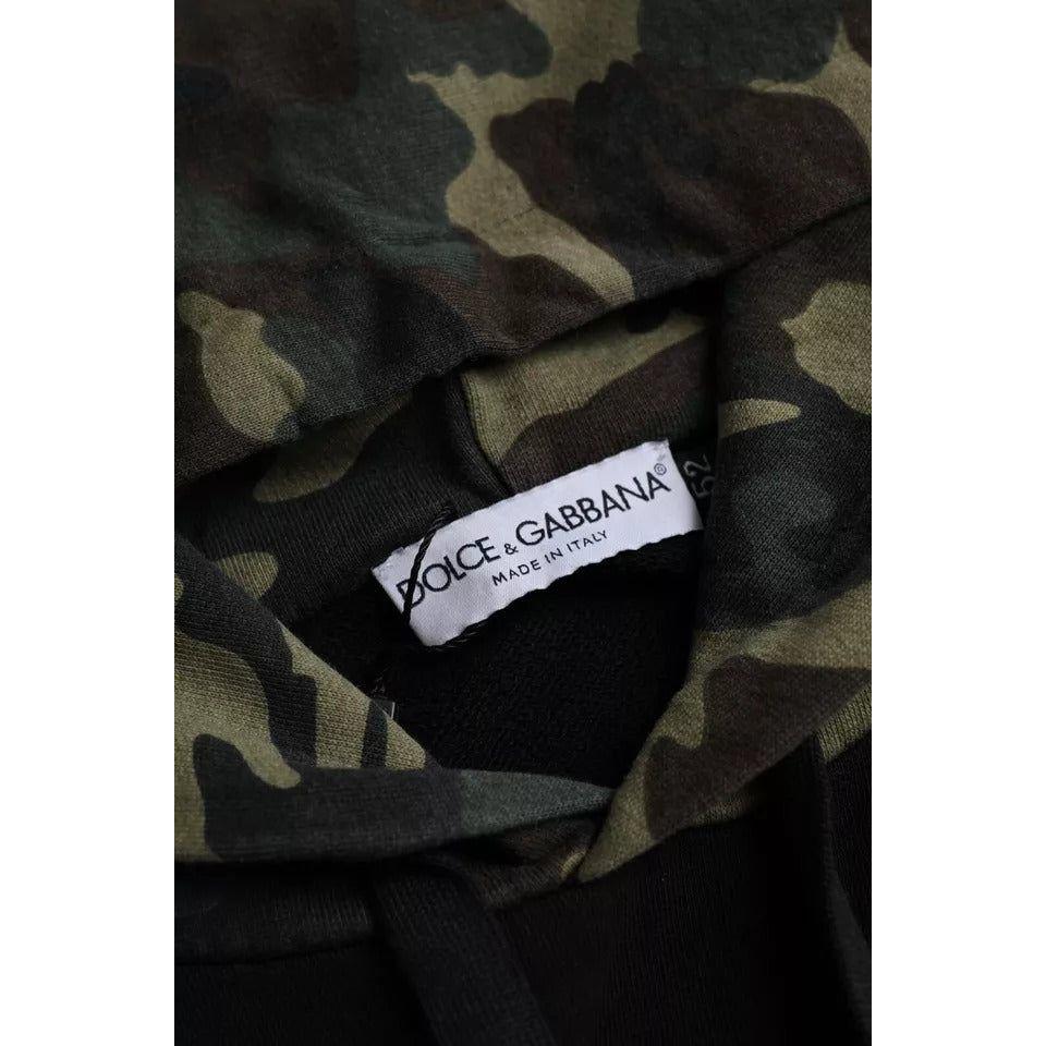 Dolce & Gabbana Black Camouflage Hooded Sweatshirt Sweater Dolce & Gabbana