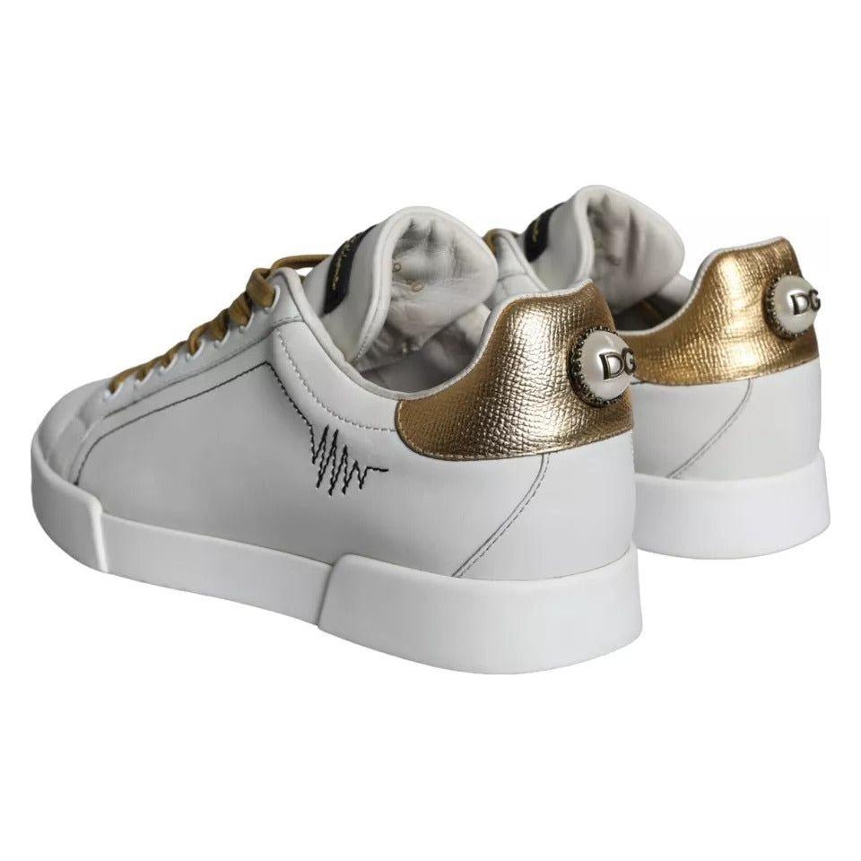 Dolce & Gabbana White Leather Portofino Low Top Sneakers Shoes Dolce & Gabbana