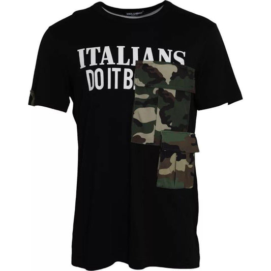 Dolce & Gabbana Black Camouflage Cotton Short Sleeve T-shirt Dolce & Gabbana