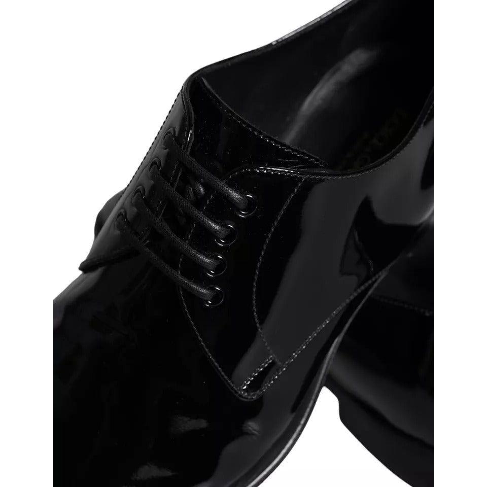 Dolce & Gabbana Black Calfskin Leather Derby Men Dress Shoes Dolce & Gabbana