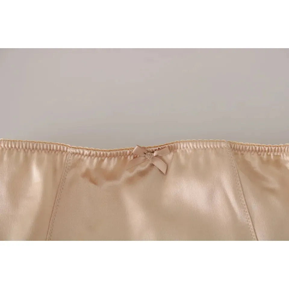 Dolce & Gabbana Beige Flower Logo Stretch Bottoms Underwear Dolce & Gabbana