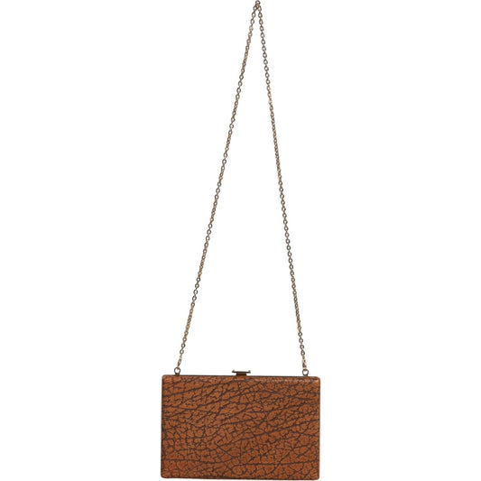 Dolce & Gabbana Brown Leather Gold Frame Clutch Mini Crossbody Bag Dolce & Gabbana