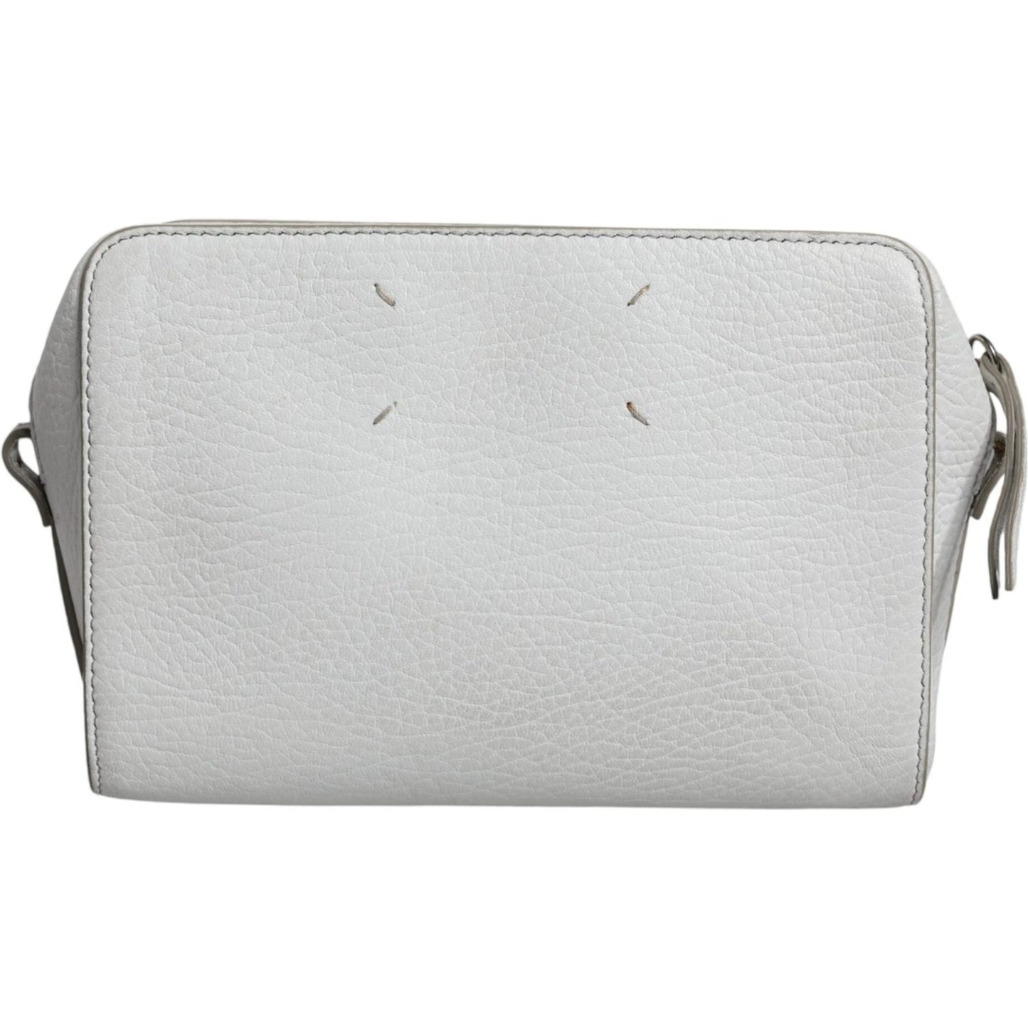 MM6 Maison Margiela White Leather Large Pouch Zip Handbag Women Bag MM6 Maison Margiela