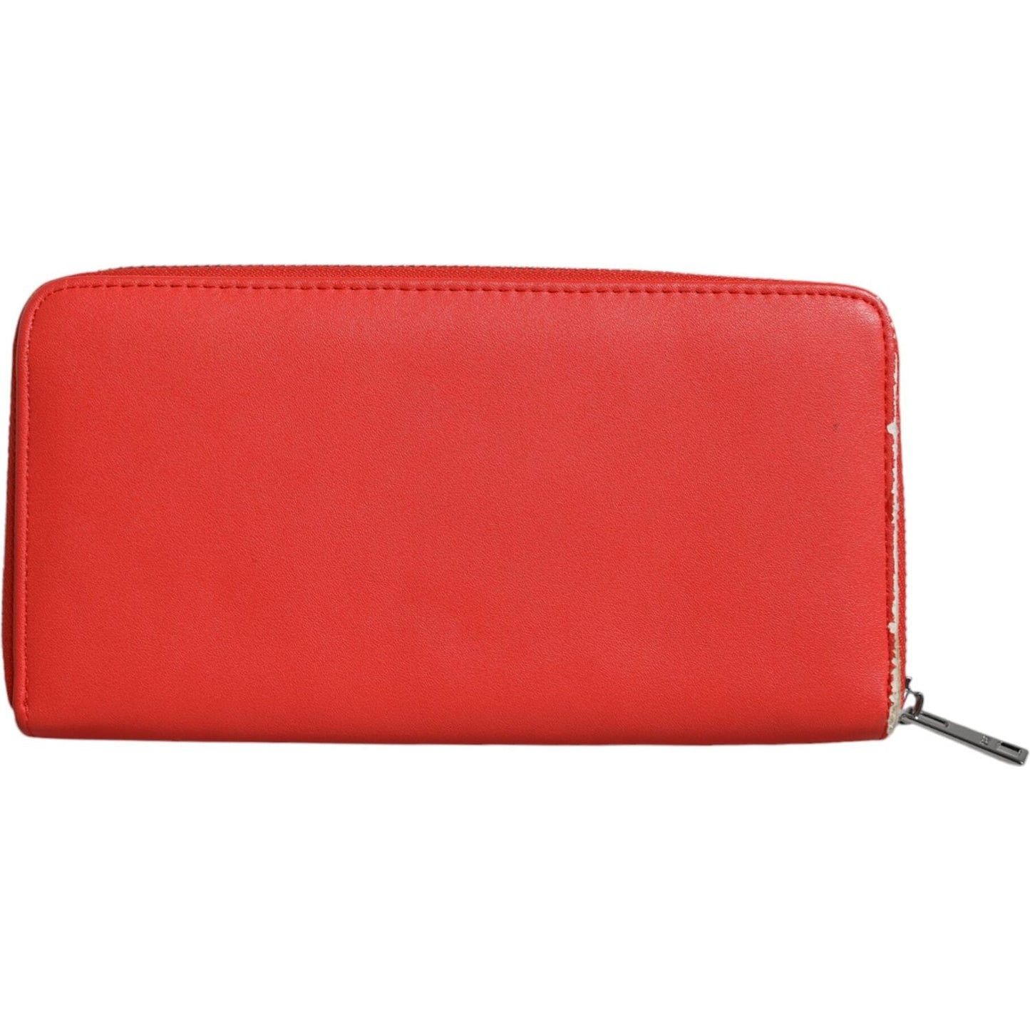 MSGM Red Leather Continental Zip Around Card Holder Bifold Clutch Wallet MSGM