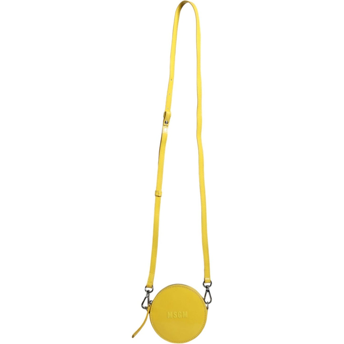 MSGM Yellow Leather Logo Crossbody Sling Shoulder Round Bag MSGM