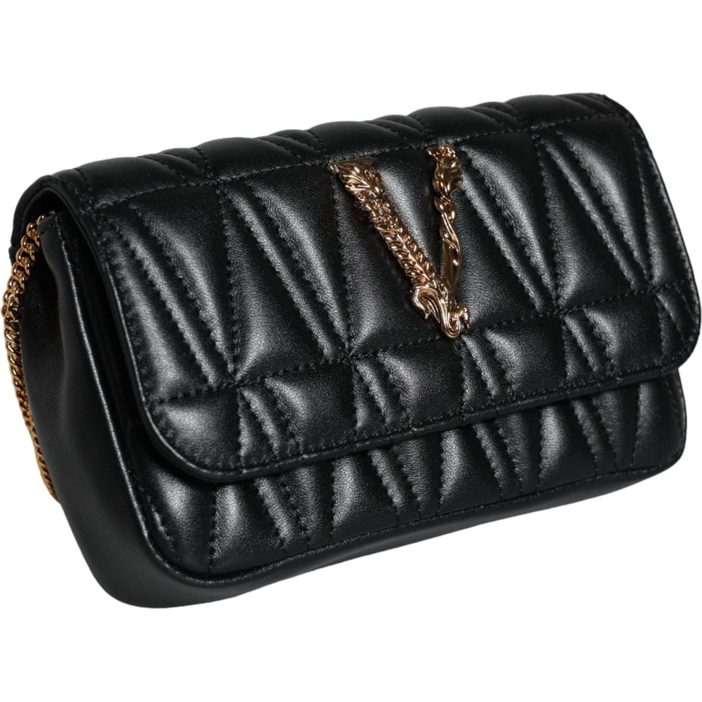 Versace Black Mini Nappa Leather Crossbody Shoulder Bag Versace