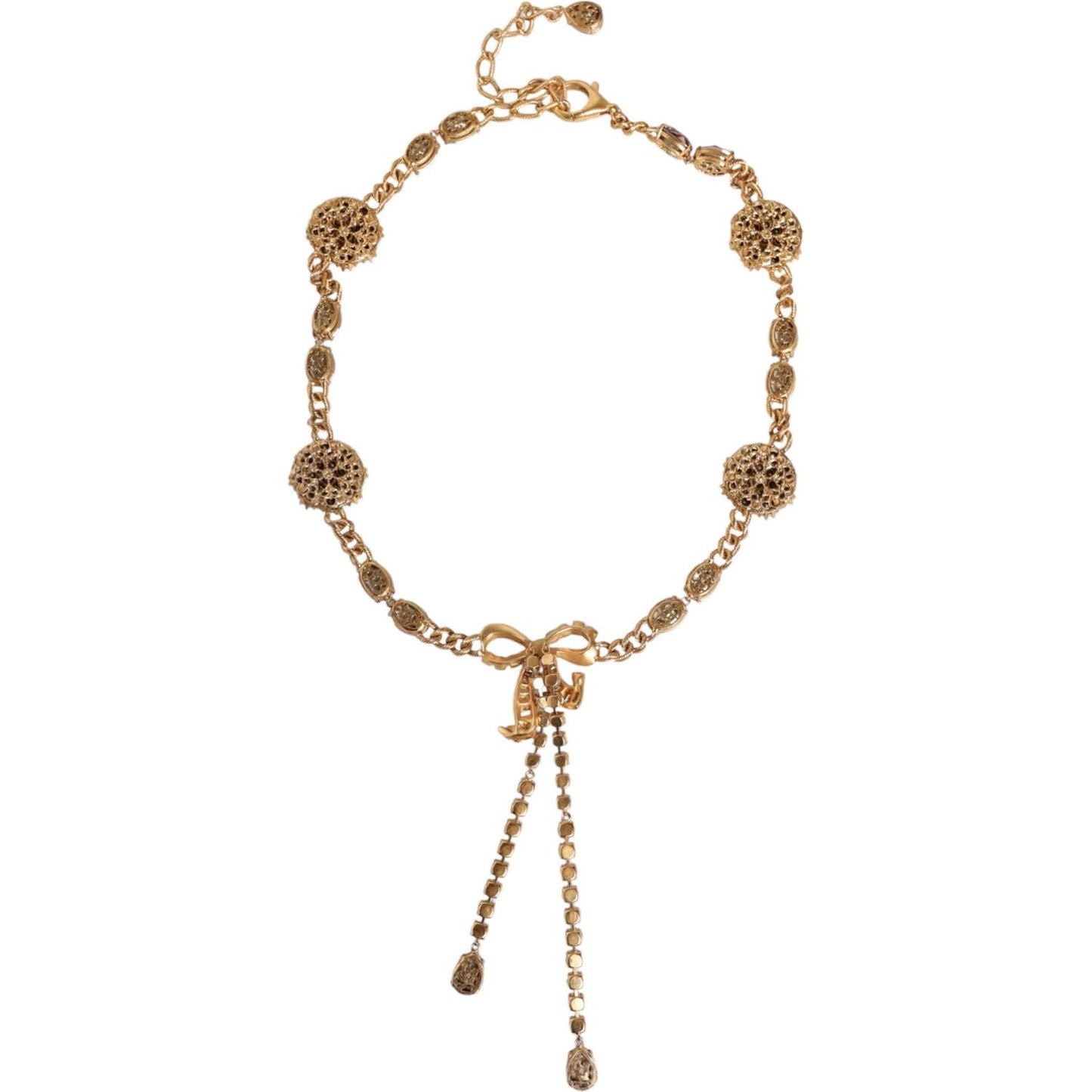 Dolce & Gabbana Gold Tone Brass Crystal Embellished Waist Chain Belt Dolce & Gabbana