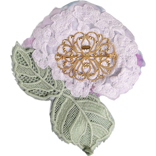 Dolce & Gabbana Multicolor Hydrangea Gold Brass Pin Brooch Dolce & Gabbana