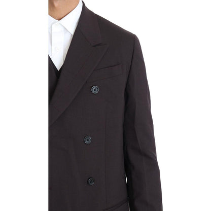 Dolce & Gabbana Bordeaux Wool Stretch Long 3 Piece Suit