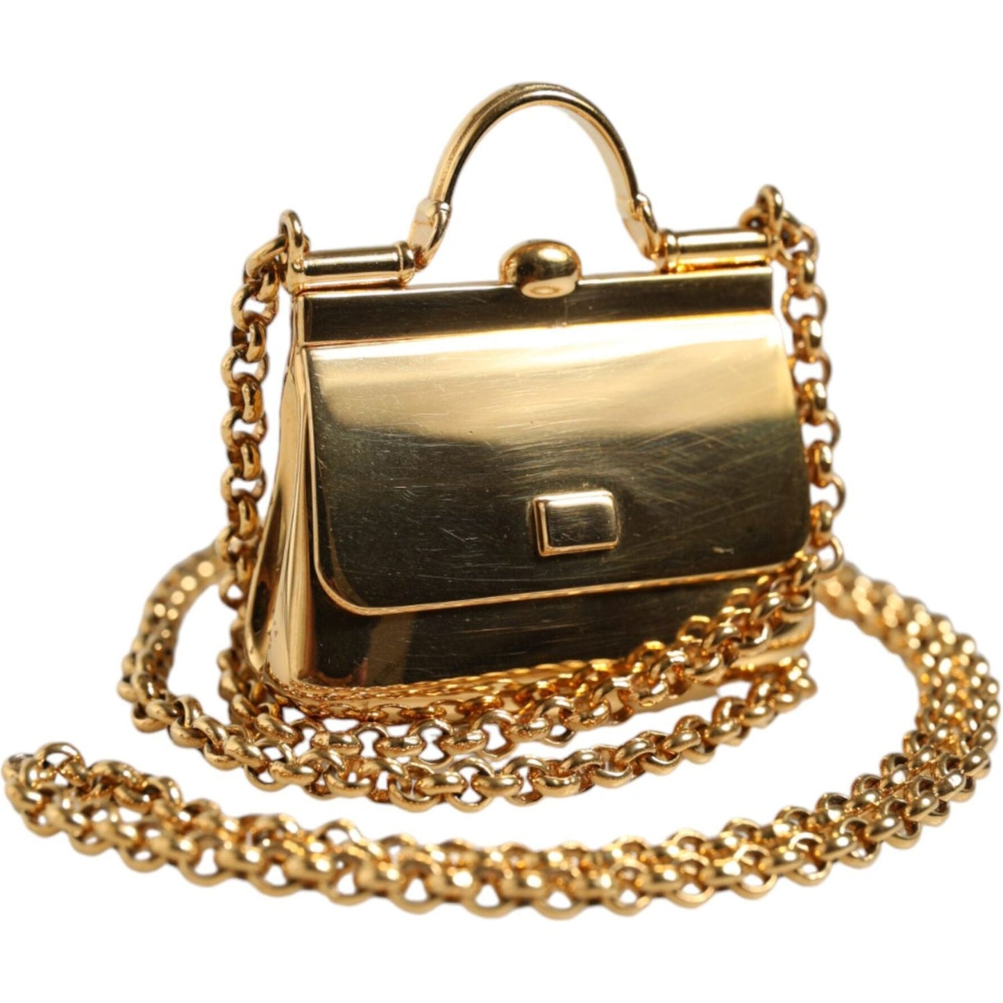 Dolce & Gabbana Gold Brass Chain Sicily Micro Bag Pendant Necklace Dolce & Gabbana