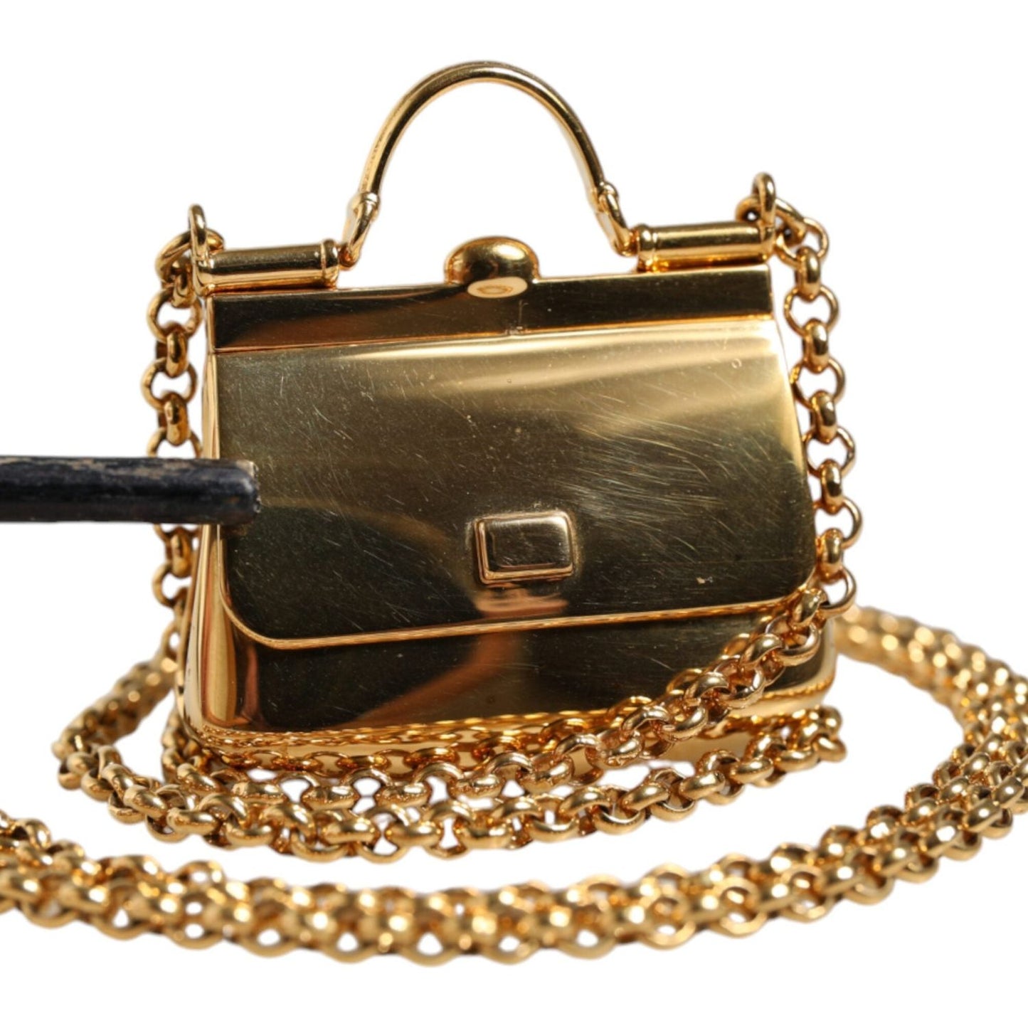 Dolce & Gabbana Gold Brass Chain Sicily Micro Bag Pendant Necklace Dolce & Gabbana