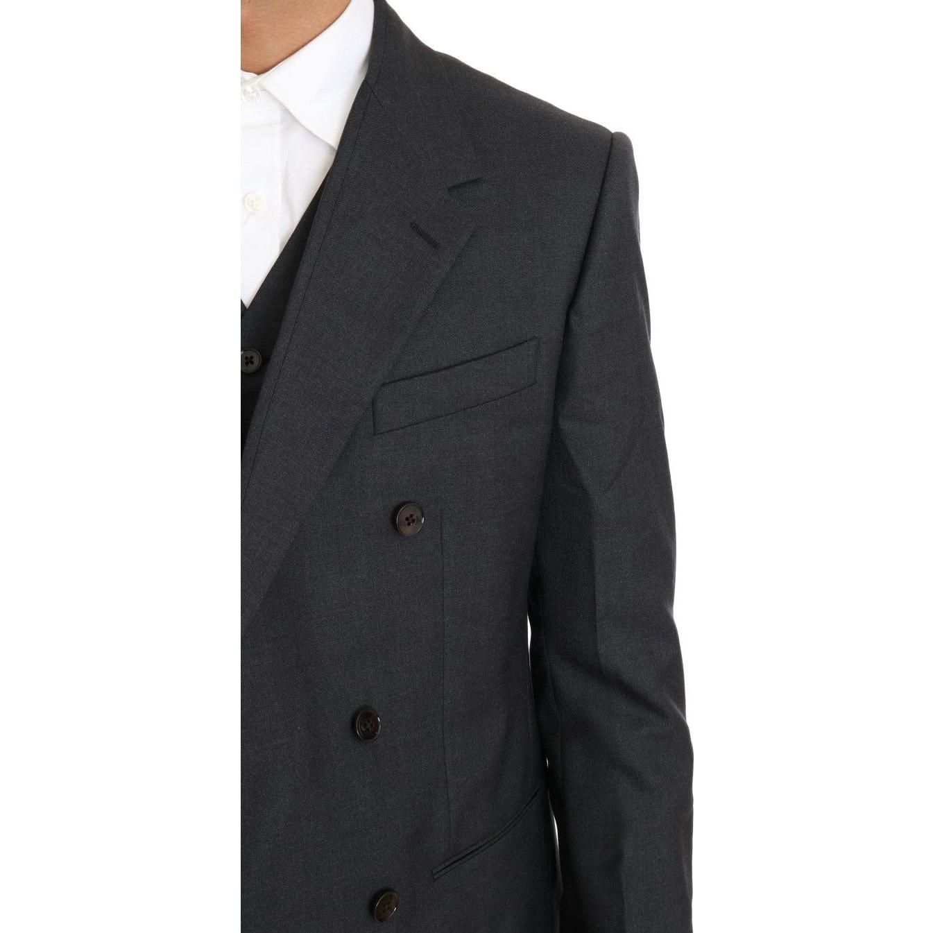 Dolce & Gabbana Elegant Gray Double Breasted Wool Silk Suit Dolce & Gabbana