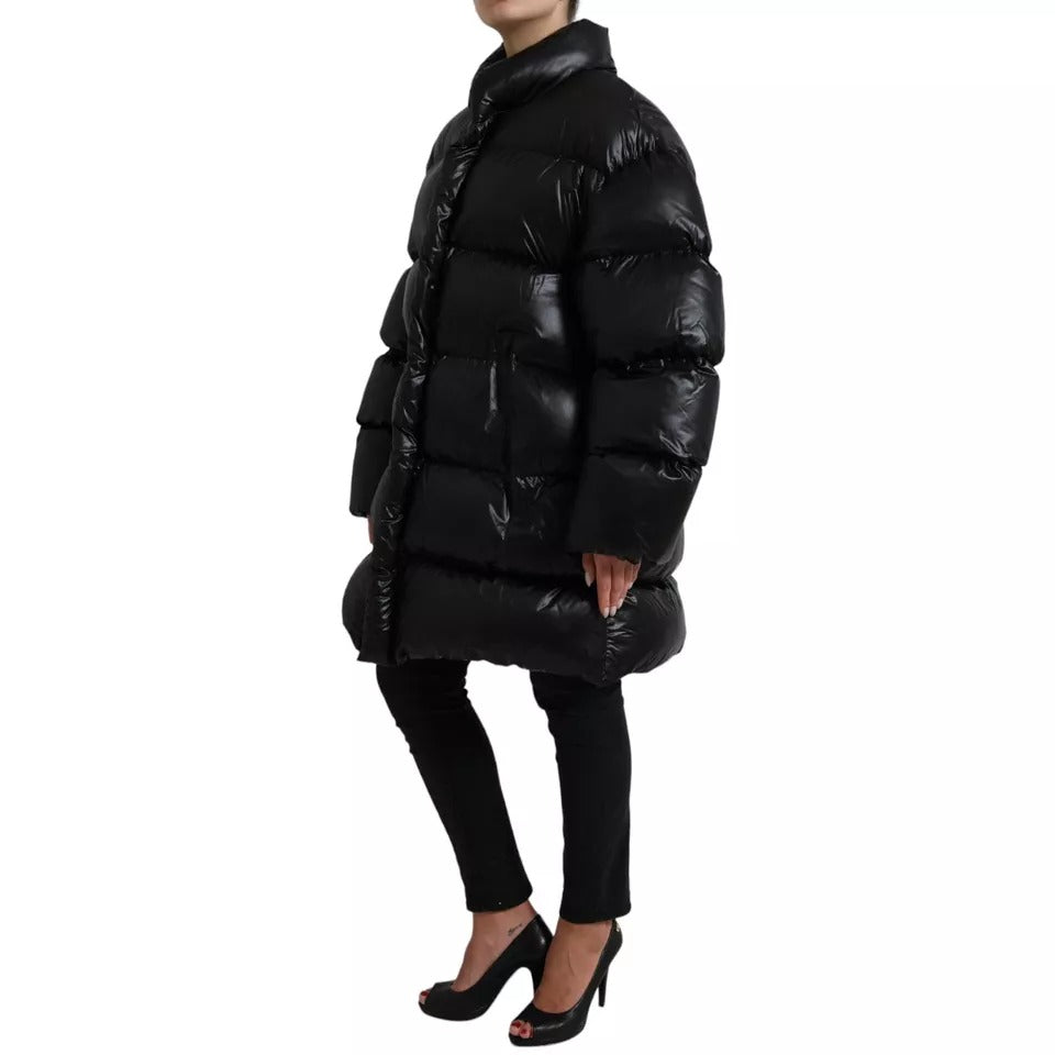 Dolce & Gabbana Black Puffer Quilted Full Zip Coat Jacket Dolce & Gabbana