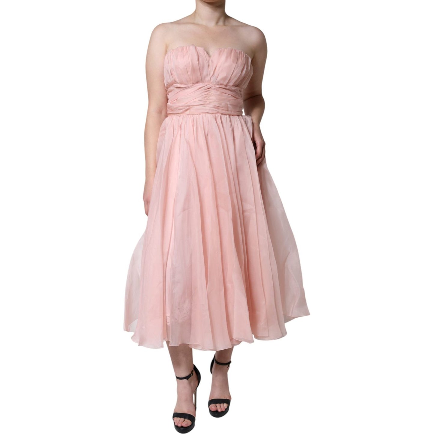 Dolce & Gabbana Pink Silk Strapless Maxi A-line Gown Dress Dolce & Gabbana