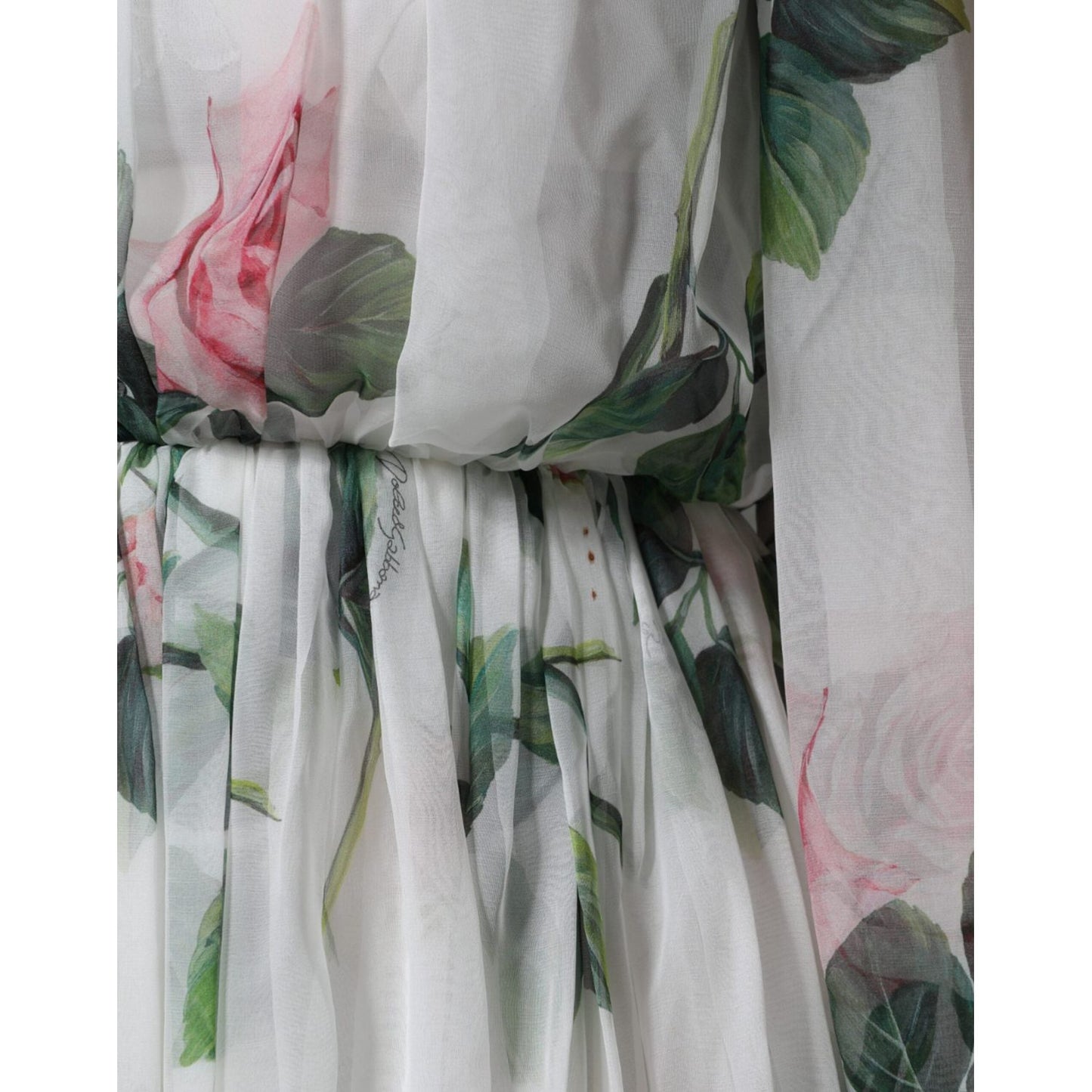 Dolce & Gabbana White Silk Floral Print Long Maxi Dress Dolce & Gabbana