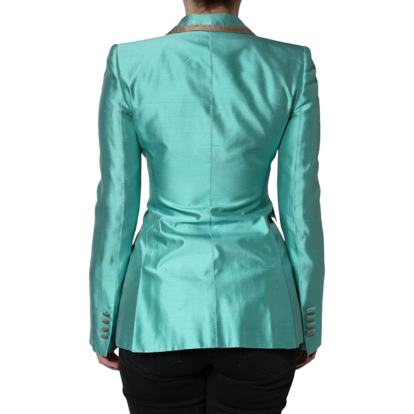 Dolce & Gabbana Metallic Green Single Breasted Blazer Jacket Dolce & Gabbana