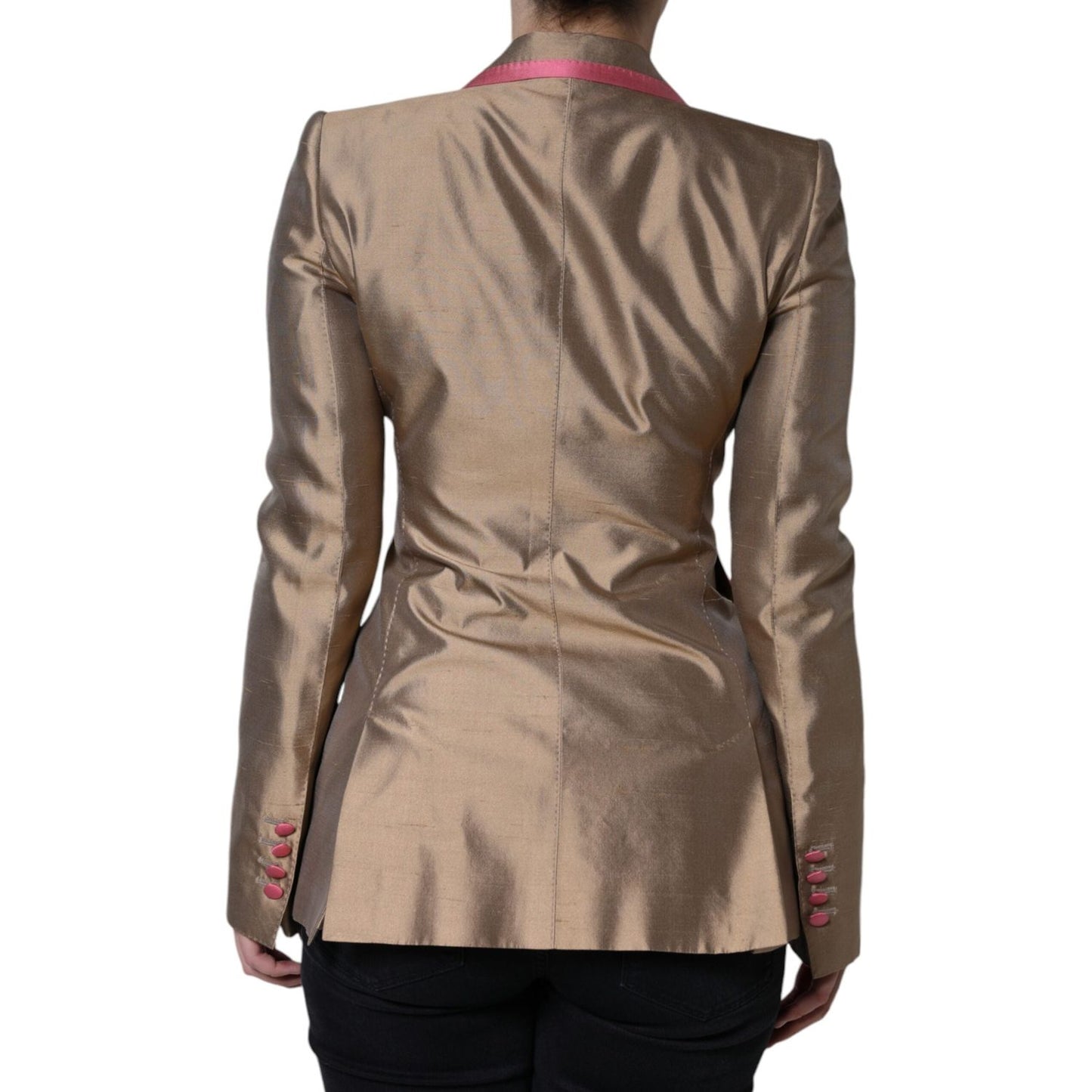 Dolce & Gabbana Metallic Brown Double Breasted Blazer Jacket Dolce & Gabbana