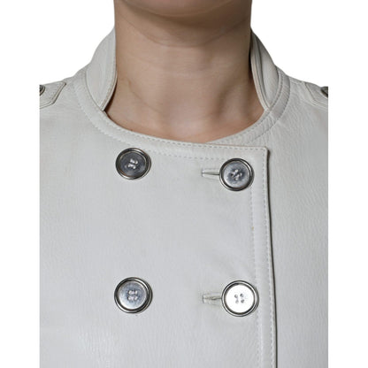 Dolce & Gabbana White Double Breasted Blazer Coat Jacket