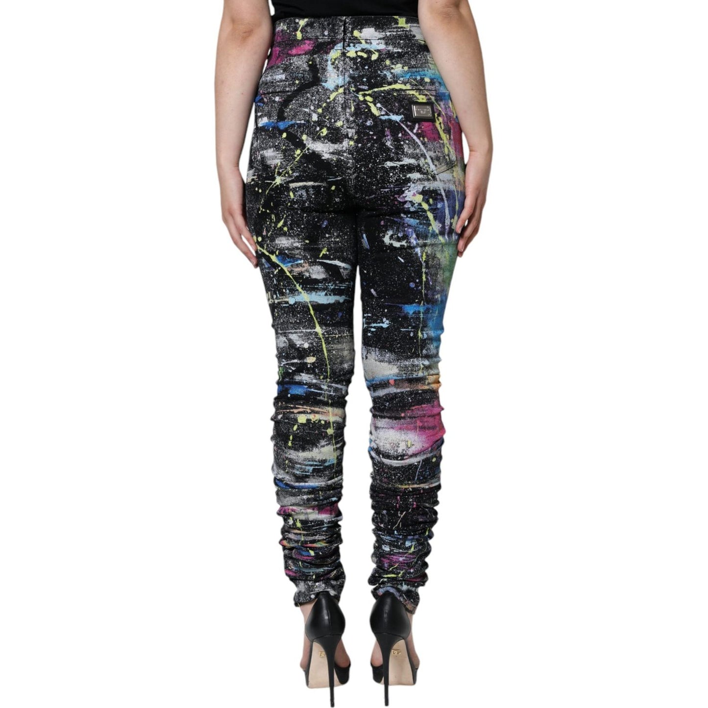 Dolce & Gabbana Multicolor Splatter Paint Cotton Skinny Denim Jeans Dolce & Gabbana