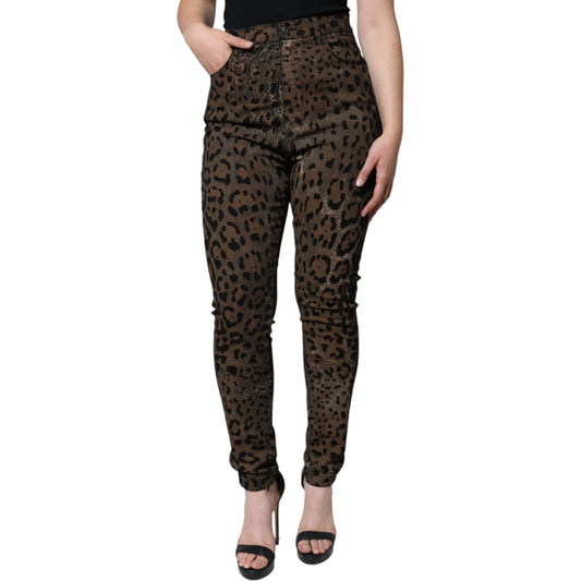 Dolce & Gabbana Brown Leopard Cotton Skinny Denim Jeans Dolce & Gabbana