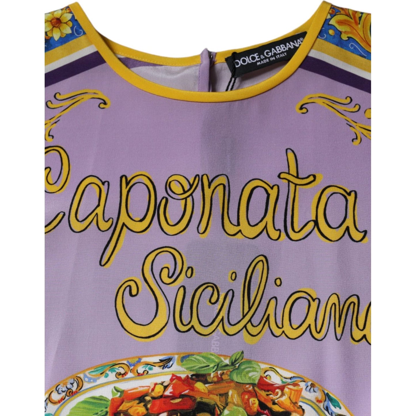 Dolce & Gabbana Purple Silk Caponata Siciliana Print Tank Top Dolce & Gabbana