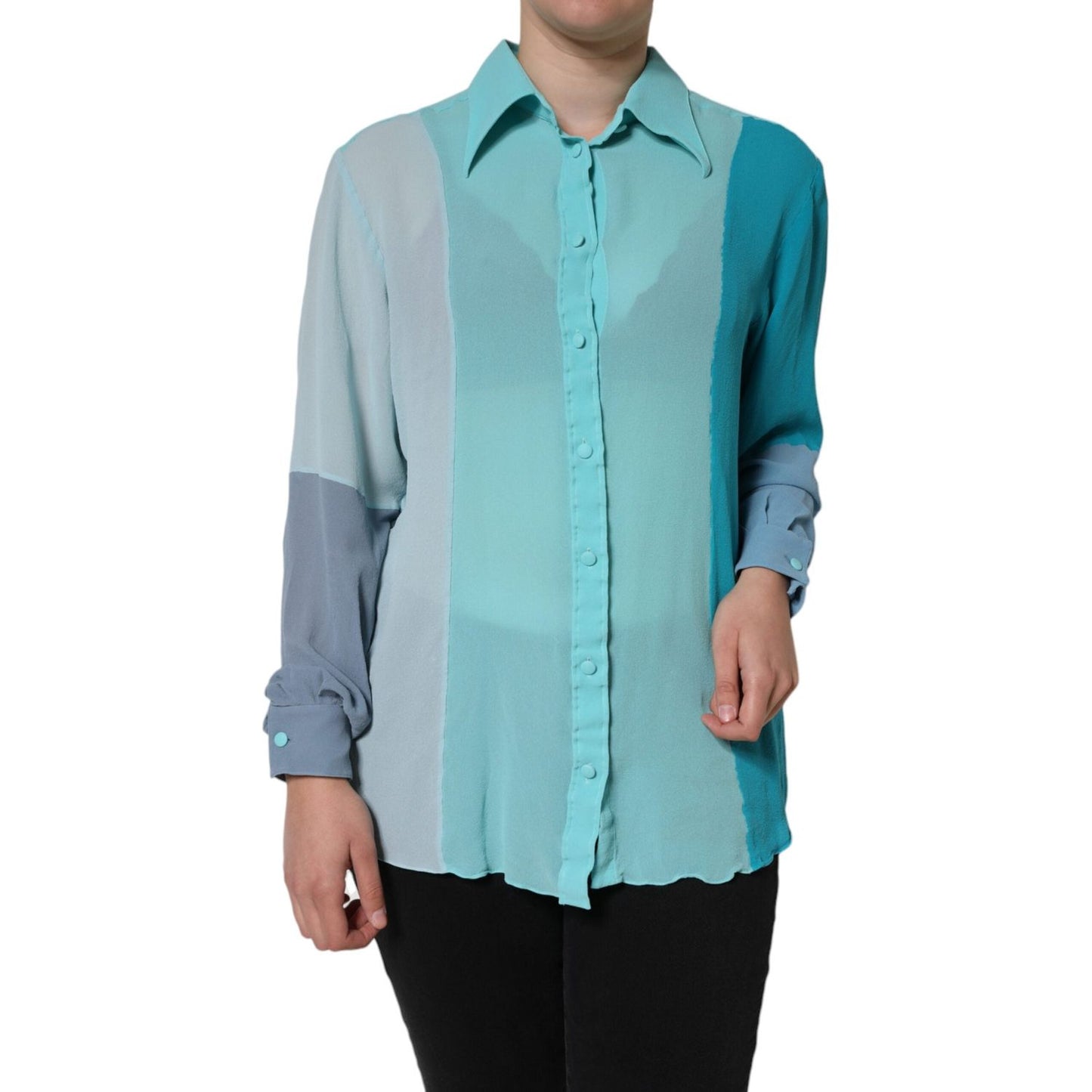 Dolce & Gabbana Multicolor Long Sleeve Button Blouse Top Dolce & Gabbana