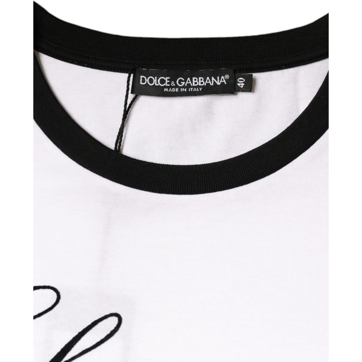 Dolce & Gabbana White Eleganza Print Cotton Short Sleeves T-shirt Dolce & Gabbana