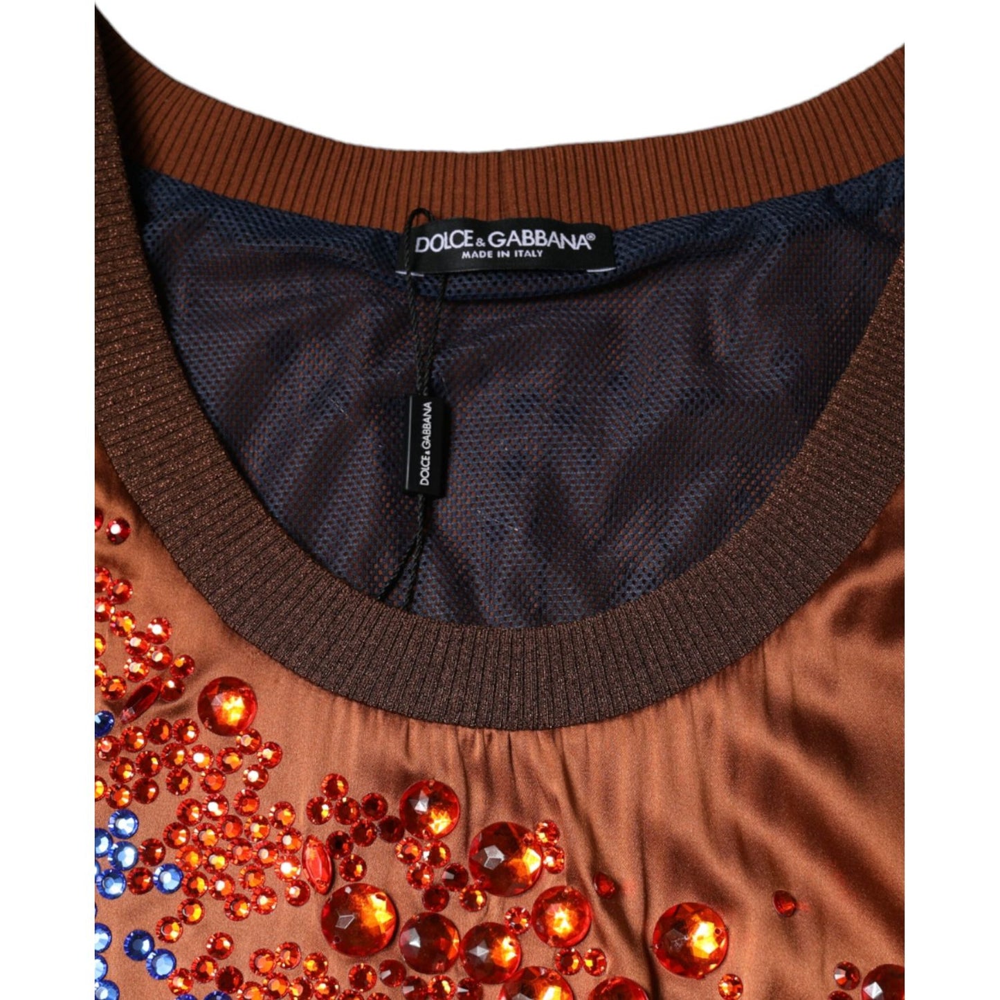 Dolce & Gabbana Brown Crystal Embellished Sleeveless Tank Top Dolce & Gabbana