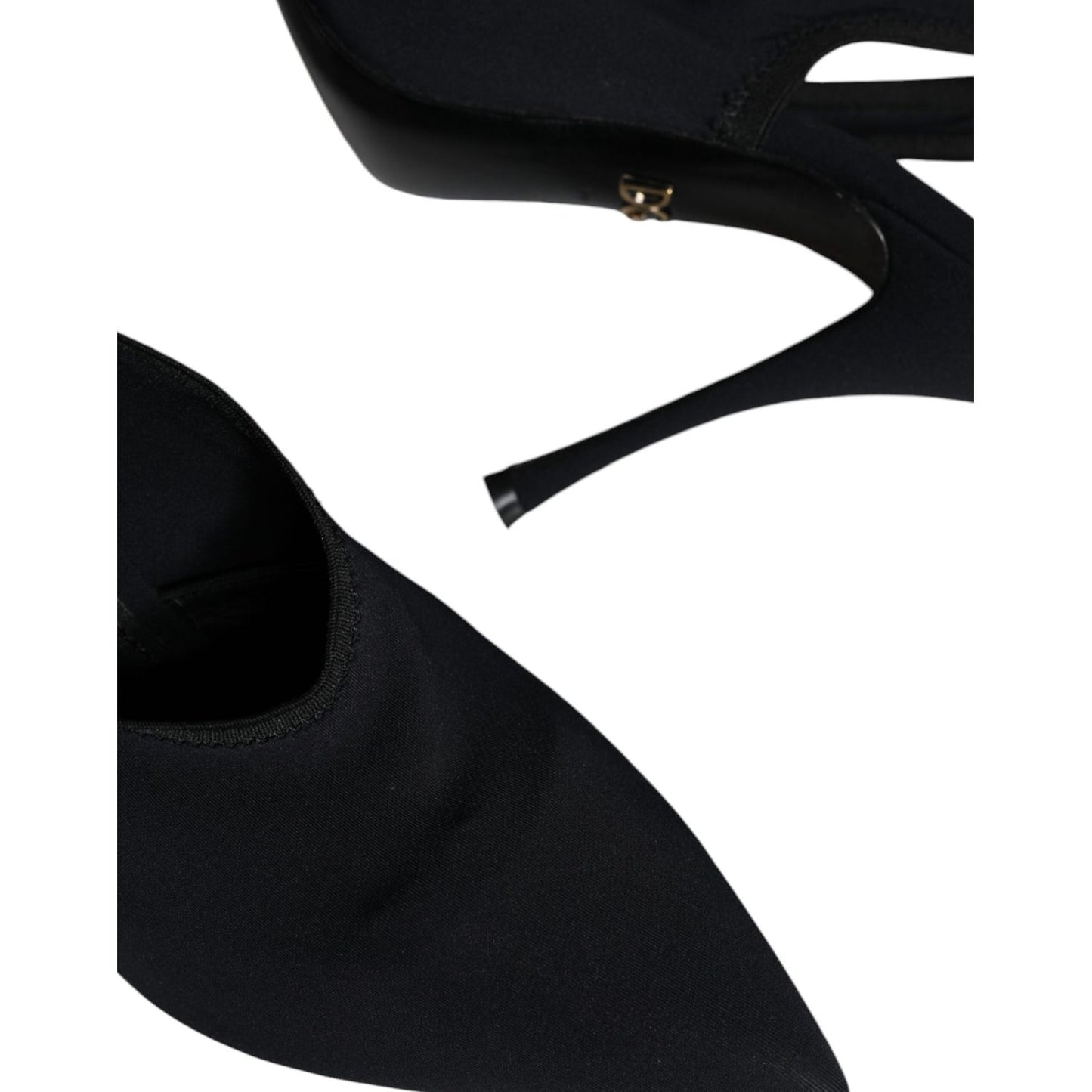 Dolce & Gabbana Black Jersey Stretch Heels Slingback Shoes Dolce & Gabbana