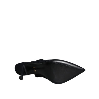 Dolce & Gabbana Black Jersey Stretch Heels Slingback Shoes