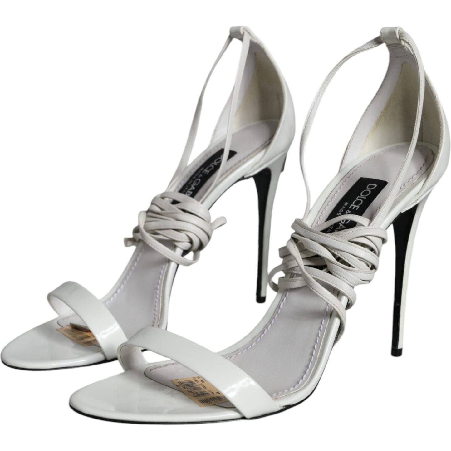 Dolce & Gabbana White Leather High Heels Sandals Shoes Dolce & Gabbana