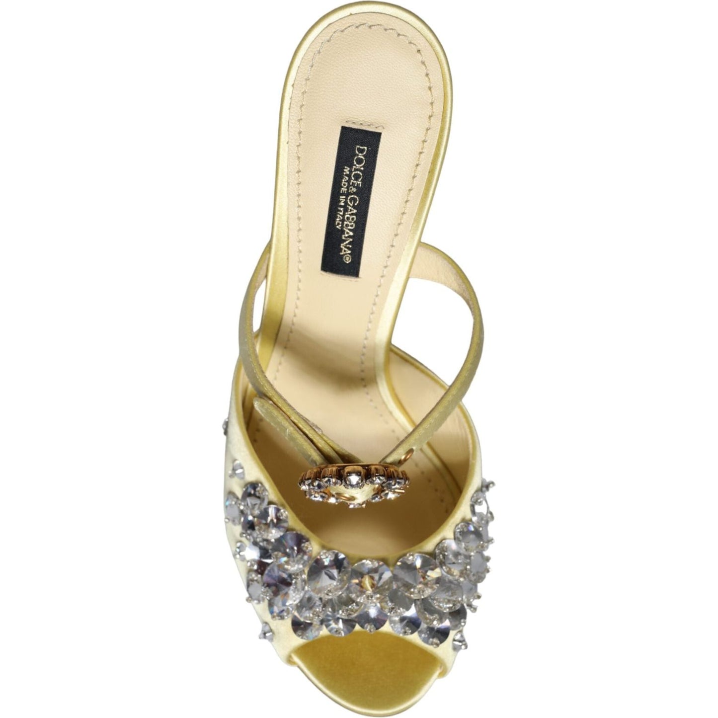 Dolce & Gabbana Yellow Mary Janes Satin Crystal Sandals Shoes Dolce & Gabbana