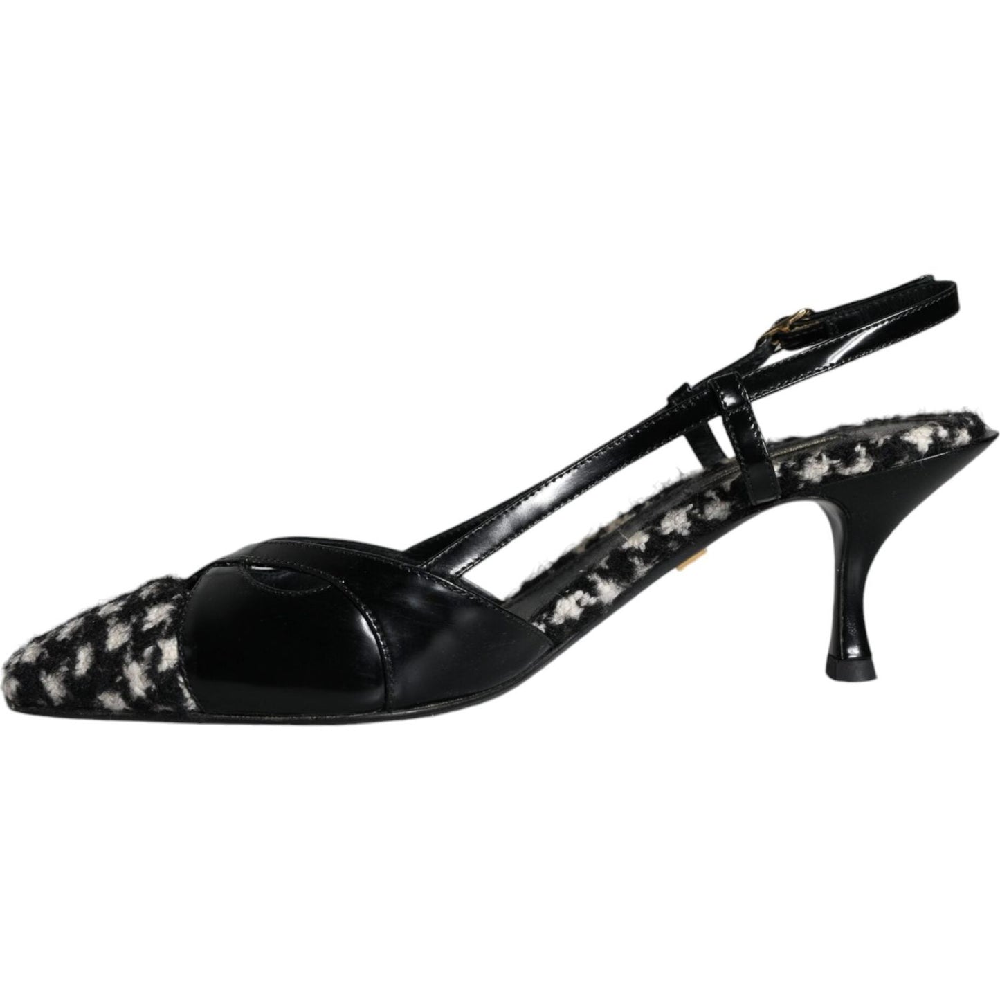 Dolce & Gabbana Black Leather Houndstooth Slingback Shoes Dolce & Gabbana