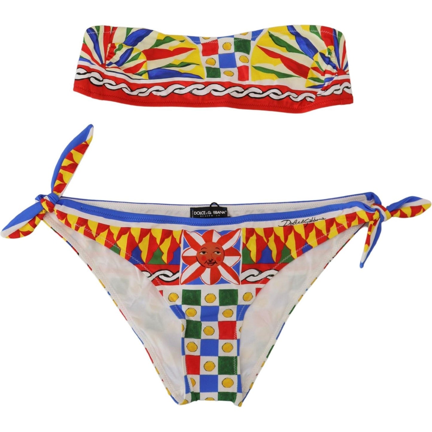 Dolce & Gabbana Multicolor Carretto Bandeau Brief Swimwear 2 Pc Bikini Dolce & Gabbana