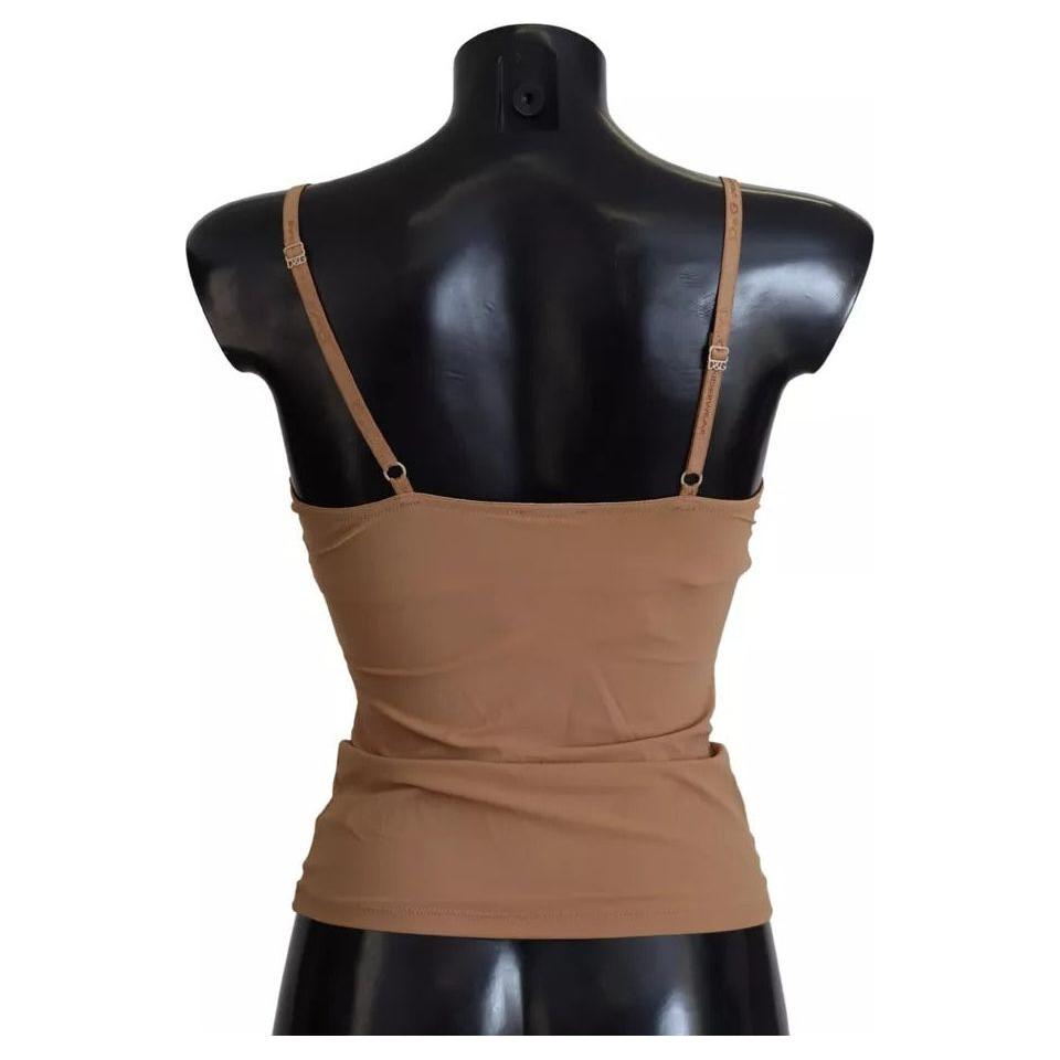 Dolce & Gabbana Brown Nylon Stretch Sleeveless Top Underwear Dolce & Gabbana