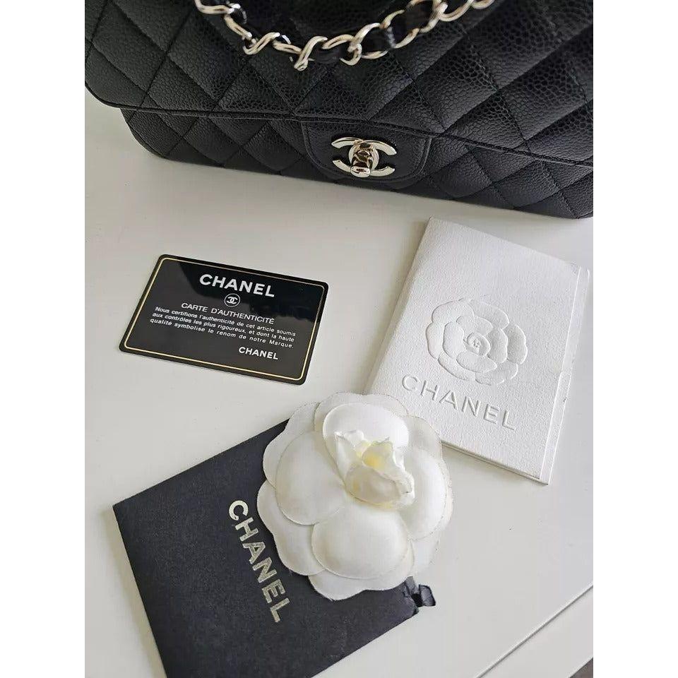 Chanel Black Caviar Medium Classic Double Flap Quilted Shoulder Bag Chanel